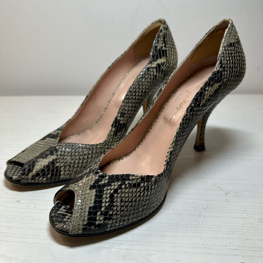Daniel/Barbara Snakeskin Peep Toe Pump Sz 10M Made In Italy